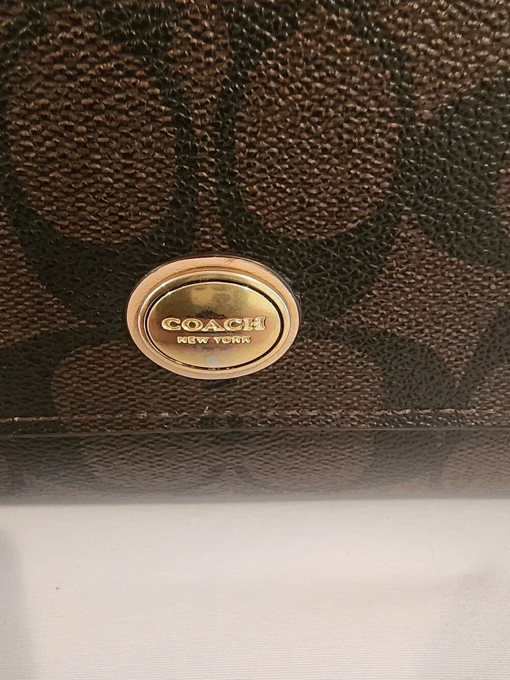 Coach Peyton Signature Brown Envelope Wallet with Removable Checkbook F51103
